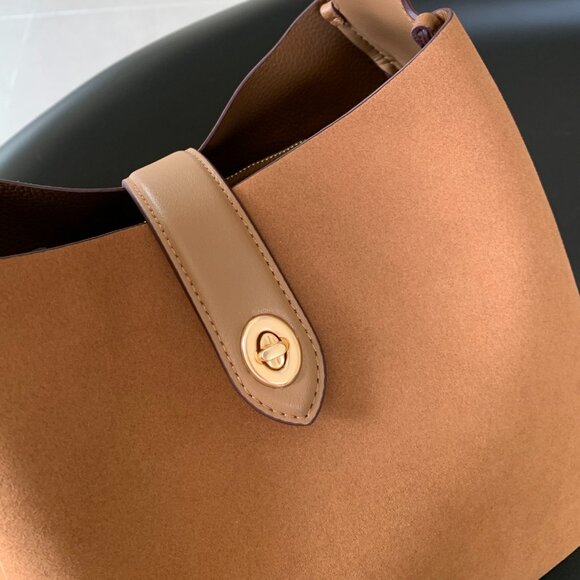 🌹COACH Hadley Convertible Crossbody Bag Suede Brown CW004 New - Picture 5 of 7